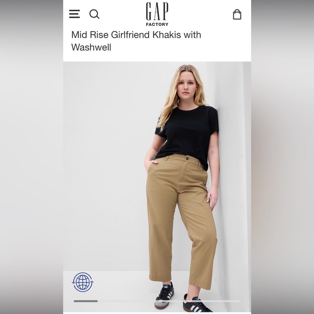 Gap Factory Size 12 Mid Rise Girlfriend Khakis with Washwell
